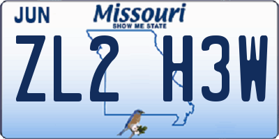 MO license plate ZL2H3W