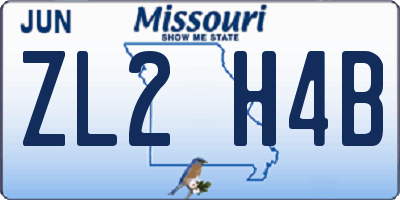MO license plate ZL2H4B