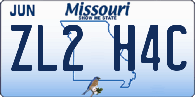 MO license plate ZL2H4C