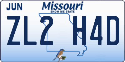 MO license plate ZL2H4D