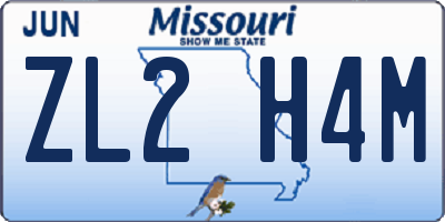 MO license plate ZL2H4M