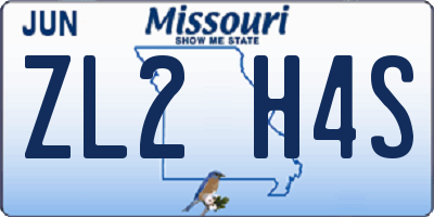 MO license plate ZL2H4S