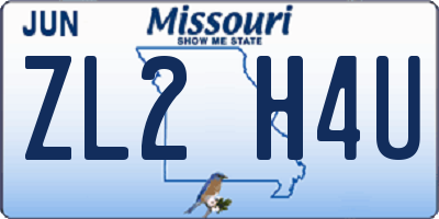 MO license plate ZL2H4U
