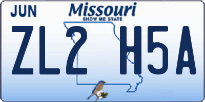 MO license plate ZL2H5A