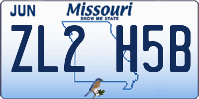 MO license plate ZL2H5B