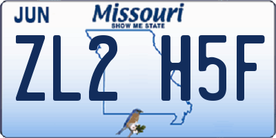 MO license plate ZL2H5F
