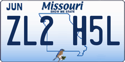 MO license plate ZL2H5L