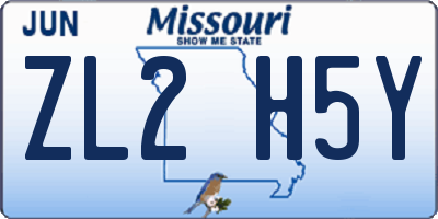 MO license plate ZL2H5Y