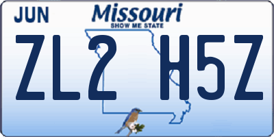 MO license plate ZL2H5Z