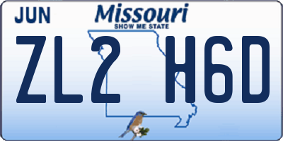 MO license plate ZL2H6D