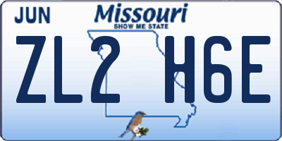 MO license plate ZL2H6E