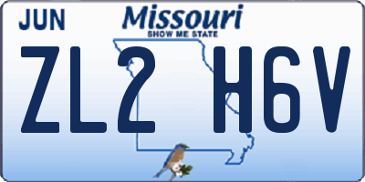 MO license plate ZL2H6V