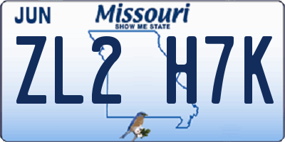 MO license plate ZL2H7K