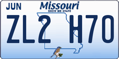MO license plate ZL2H7O