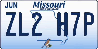 MO license plate ZL2H7P