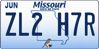 MO license plate ZL2H7R