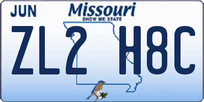 MO license plate ZL2H8C