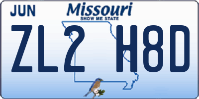 MO license plate ZL2H8D