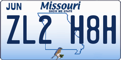 MO license plate ZL2H8H