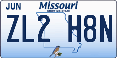 MO license plate ZL2H8N