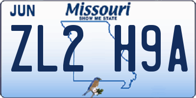 MO license plate ZL2H9A