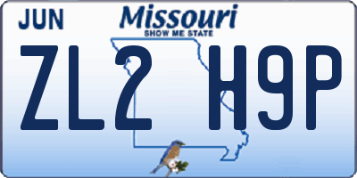 MO license plate ZL2H9P
