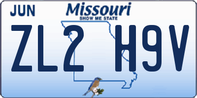 MO license plate ZL2H9V