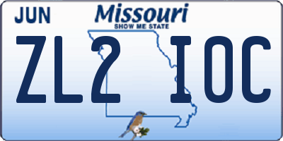 MO license plate ZL2I0C