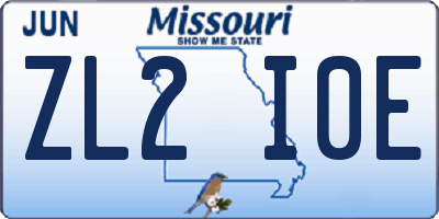 MO license plate ZL2I0E