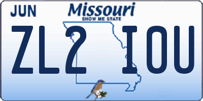 MO license plate ZL2I0U