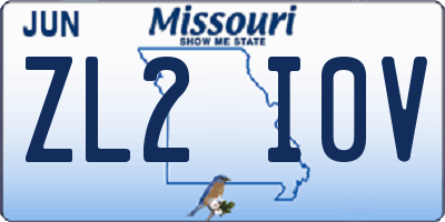 MO license plate ZL2I0V