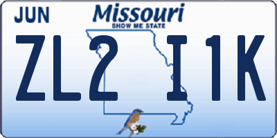 MO license plate ZL2I1K