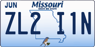 MO license plate ZL2I1N