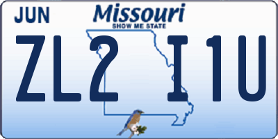 MO license plate ZL2I1U