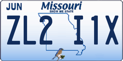 MO license plate ZL2I1X
