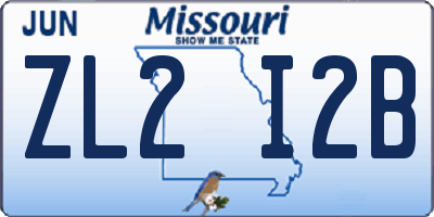 MO license plate ZL2I2B