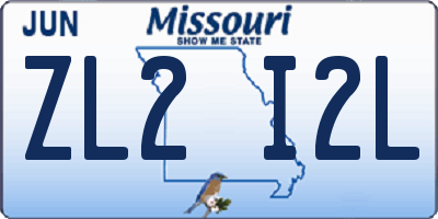 MO license plate ZL2I2L
