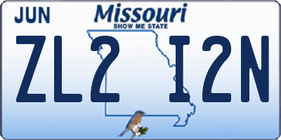 MO license plate ZL2I2N