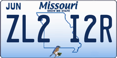 MO license plate ZL2I2R