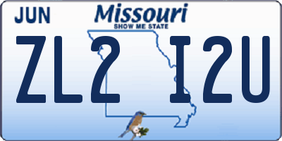 MO license plate ZL2I2U