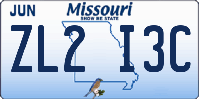 MO license plate ZL2I3C