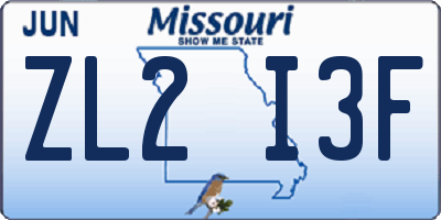 MO license plate ZL2I3F