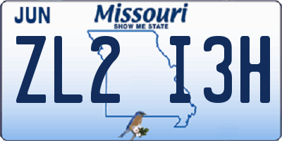 MO license plate ZL2I3H