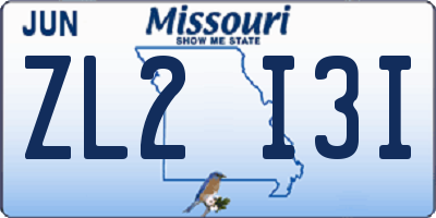 MO license plate ZL2I3I
