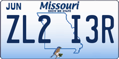 MO license plate ZL2I3R