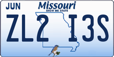 MO license plate ZL2I3S