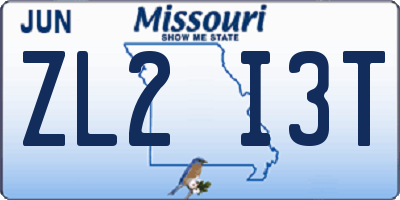 MO license plate ZL2I3T