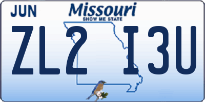 MO license plate ZL2I3U