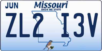 MO license plate ZL2I3V