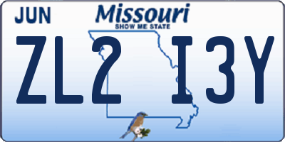 MO license plate ZL2I3Y